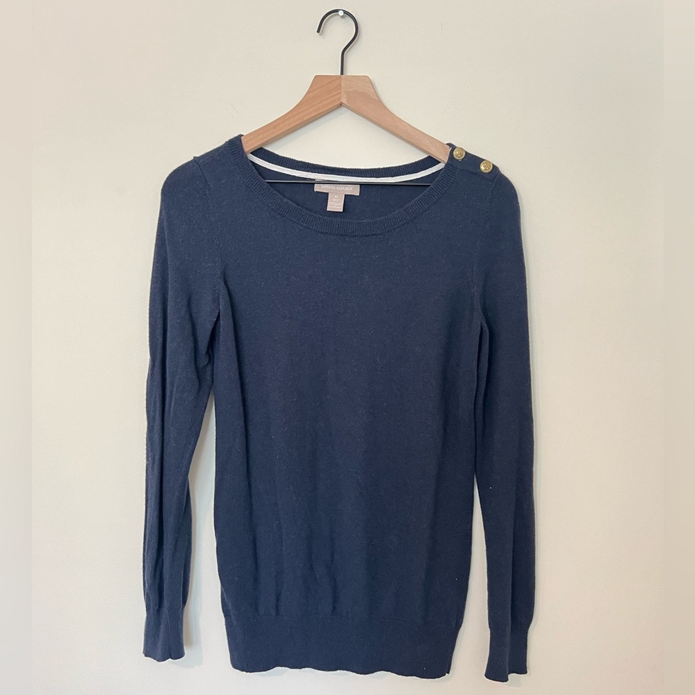 Banana Republic Merino Wool Sweater with Anchor Buttons Blue Size Medium